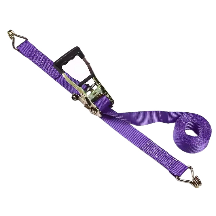 38 mm 3T Ratschengurt mit violettem Finger-Gummigriff