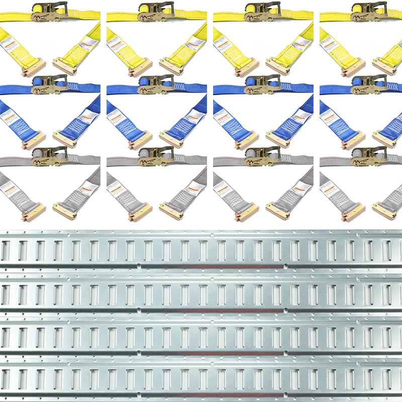 4er-Pack 5FT verzinkte Schienen Ratschengurte E-Gleis-Set